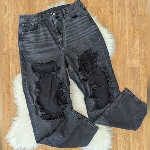 American Eagle Distressed Baggy Jean Charcoal Wash